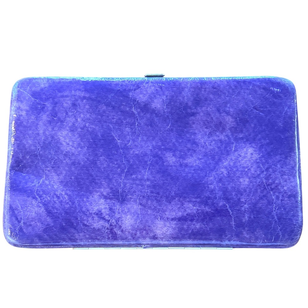 Hananel Hard Shell Clutch Wallet Card Organizer Purple 7x4 Faux Leather Women